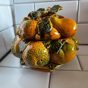 Vintage MCM Decorama RE-34 Orange Ceramic Fruit Jar